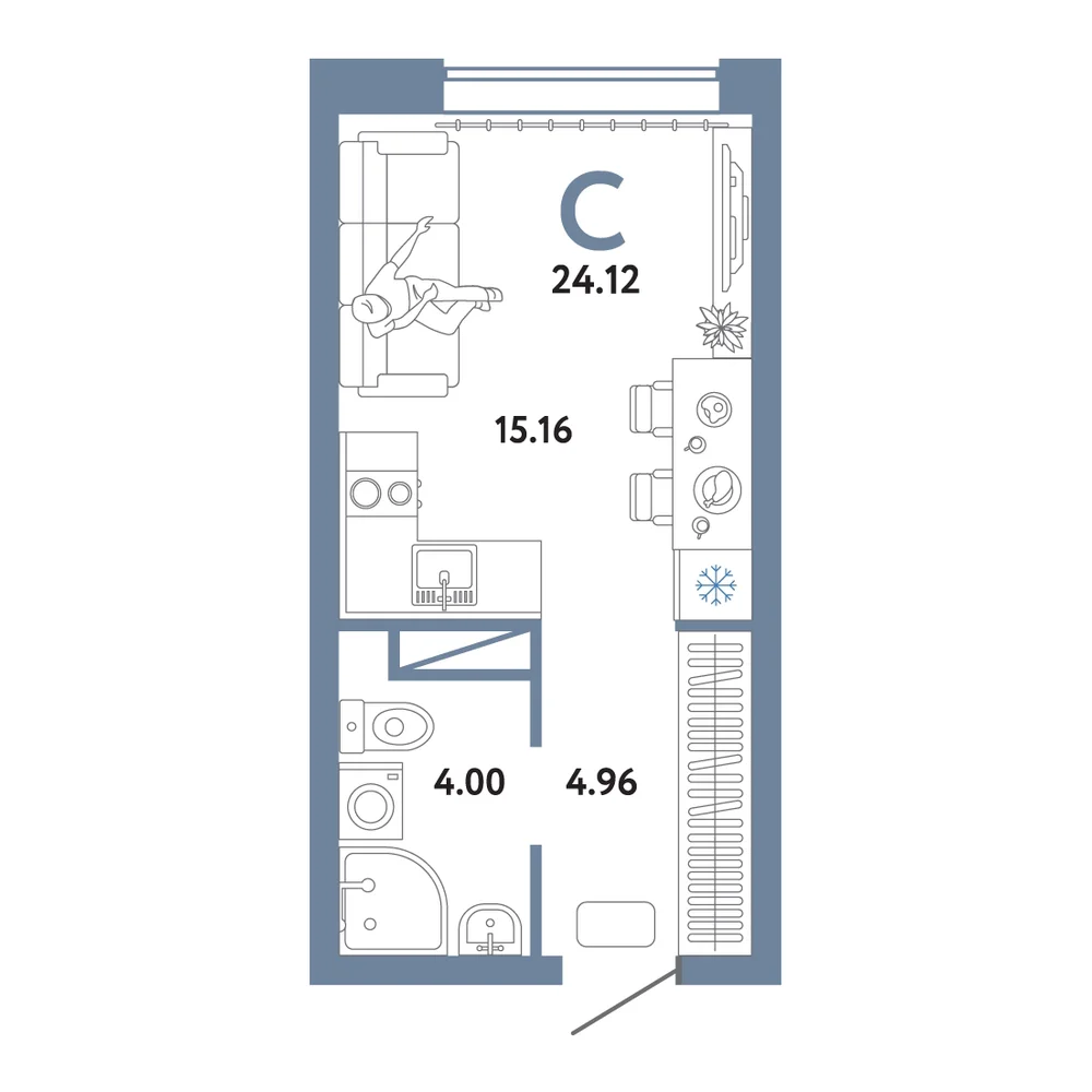 Планировка: Авторский Студия 24,12м²