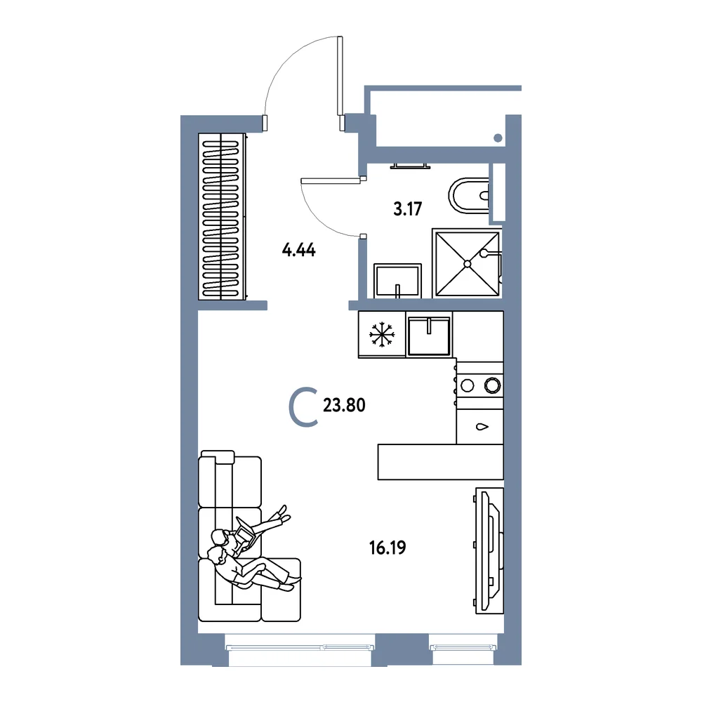 Планировка: Авторский Студия 23,80м²