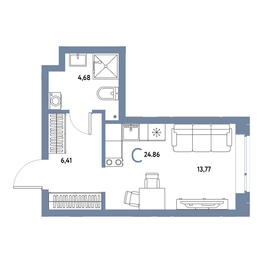 Планировка Авторский Студия 24,86м²