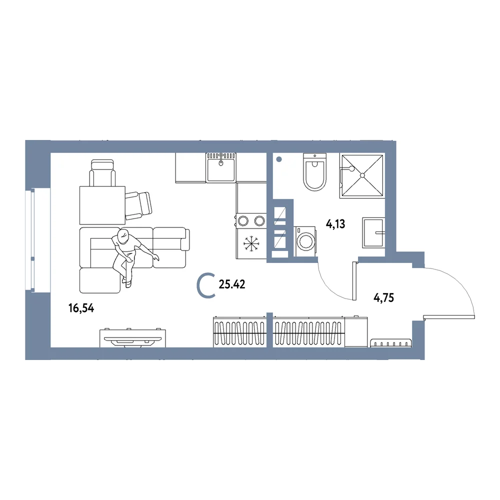 Планировка: Авторский Студия 25,42м²