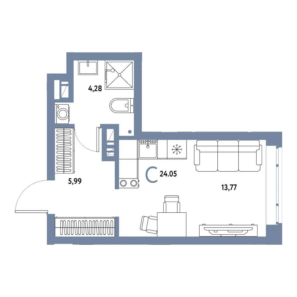 Планировка Авторский Студия 24,05м²