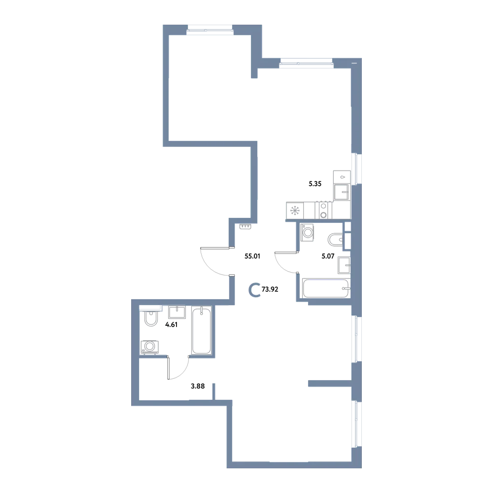 Планировка: Студия 73,92 м²